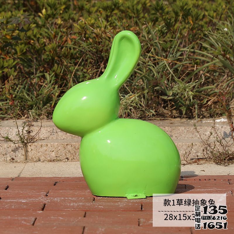 商場擺放玻璃鋼抽象綠色兔子雕塑 商場擺放玻璃鋼抽象綠色兔子雕塑