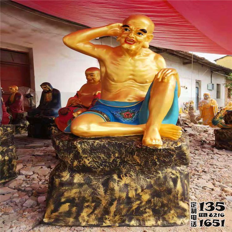 寺廟景區(qū)玻璃鋼漆金光著膀子的十八羅漢雕塑 寺廟景區(qū)玻璃鋼漆金光著膀子的十八羅漢雕塑