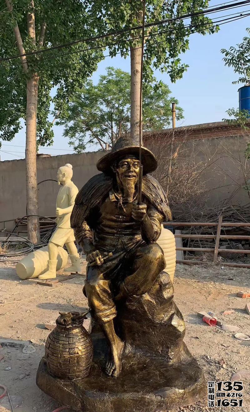 漁翁釣魚玻璃鋼仿銅人物雕塑 漁翁釣魚玻璃鋼仿銅人物雕塑