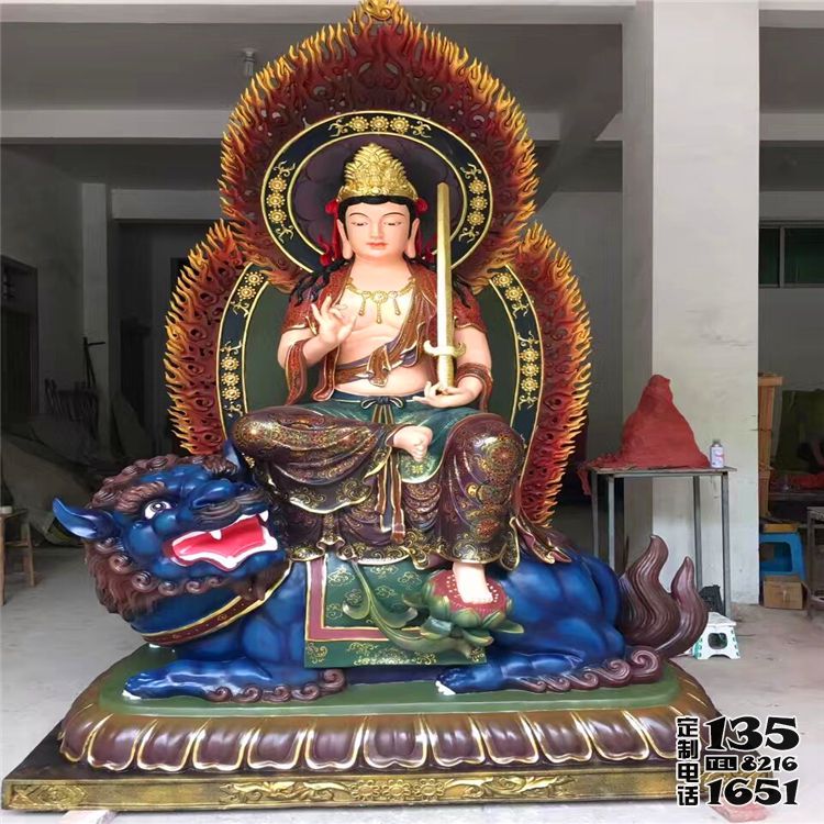 寺廟大型佛像景觀玻璃鋼彩繪文殊普賢雕塑 寺廟大型佛像景觀玻璃鋼彩繪文殊普賢雕塑