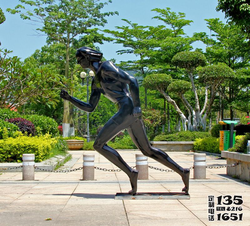 戶(hù)外玻璃鋼仿銅跑步的人物雕塑