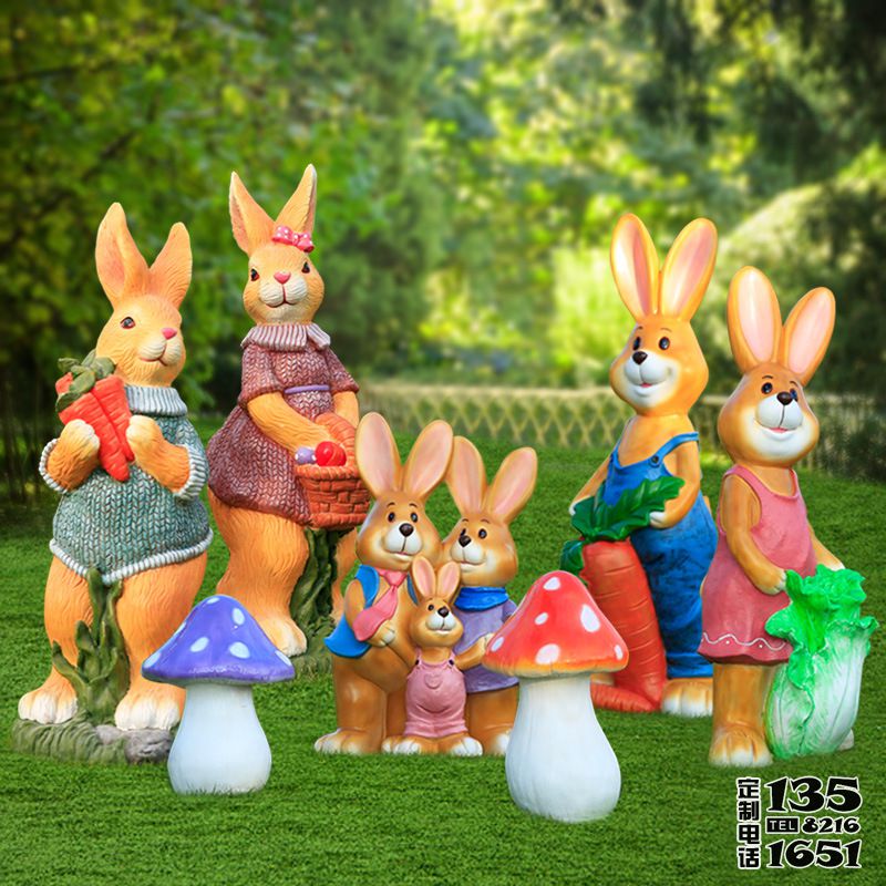 農(nóng)場玻璃鋼卡通彩繪兔子雕塑 農(nóng)場玻璃鋼卡通彩繪兔子雕塑