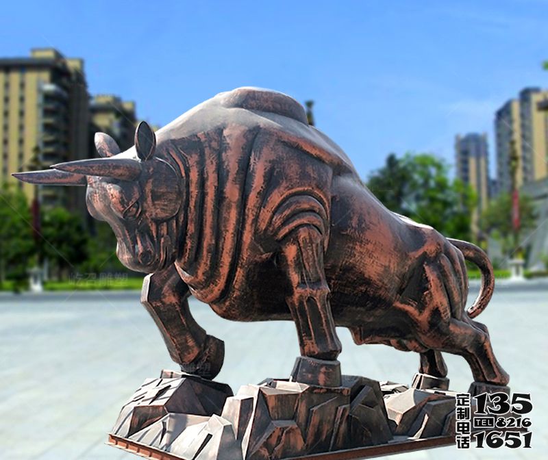 城市廣場玻璃鋼仿銅戶外大型華爾街牛雕塑 城市廣場玻璃鋼仿銅戶外大型華爾街牛雕塑