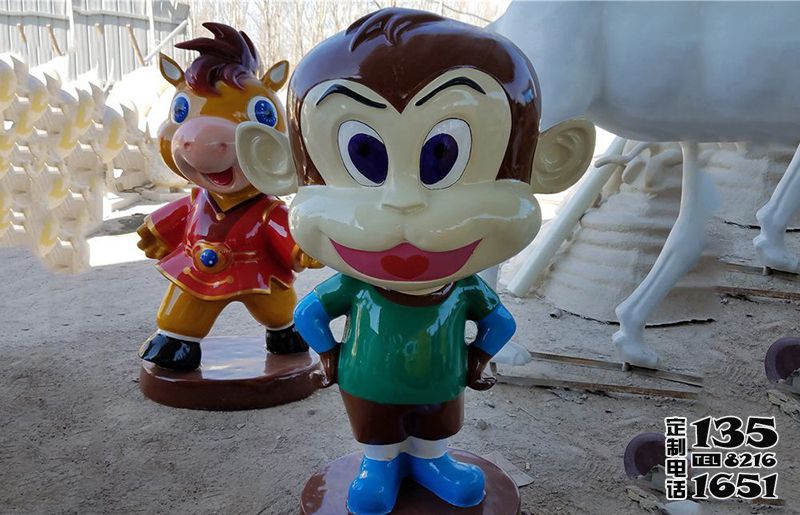 游樂場(chǎng)擺放的玻璃鋼彩繪卡通猴子雕塑 游樂場(chǎng)擺放的玻璃鋼彩繪卡通猴子雕塑