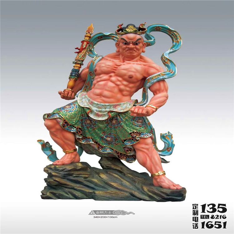 寺廟大型景觀玻璃鋼彩繪哼哈二將雕塑 寺廟大型景觀玻璃鋼彩繪哼哈二將雕塑